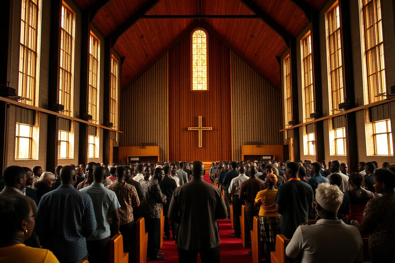 Congregation gathered for worship at House of Bread Ministries